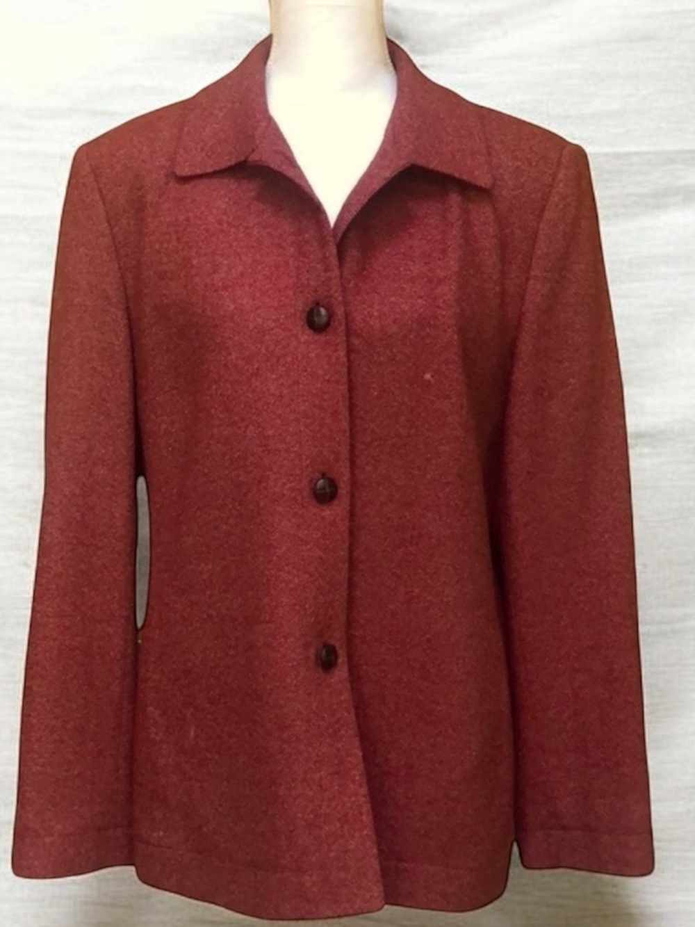 Vtg Talbots Women’s Plus Wool Silk Blend red Orange Tweed Blazer Made In USA 14